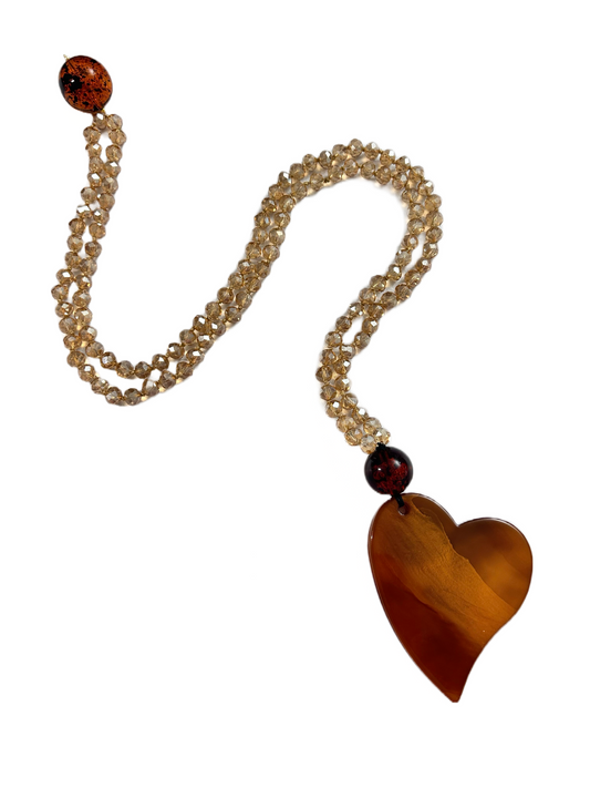 Cammeo Long Heart Necklace