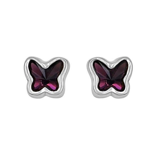 Butterfly Rose Silver Studs