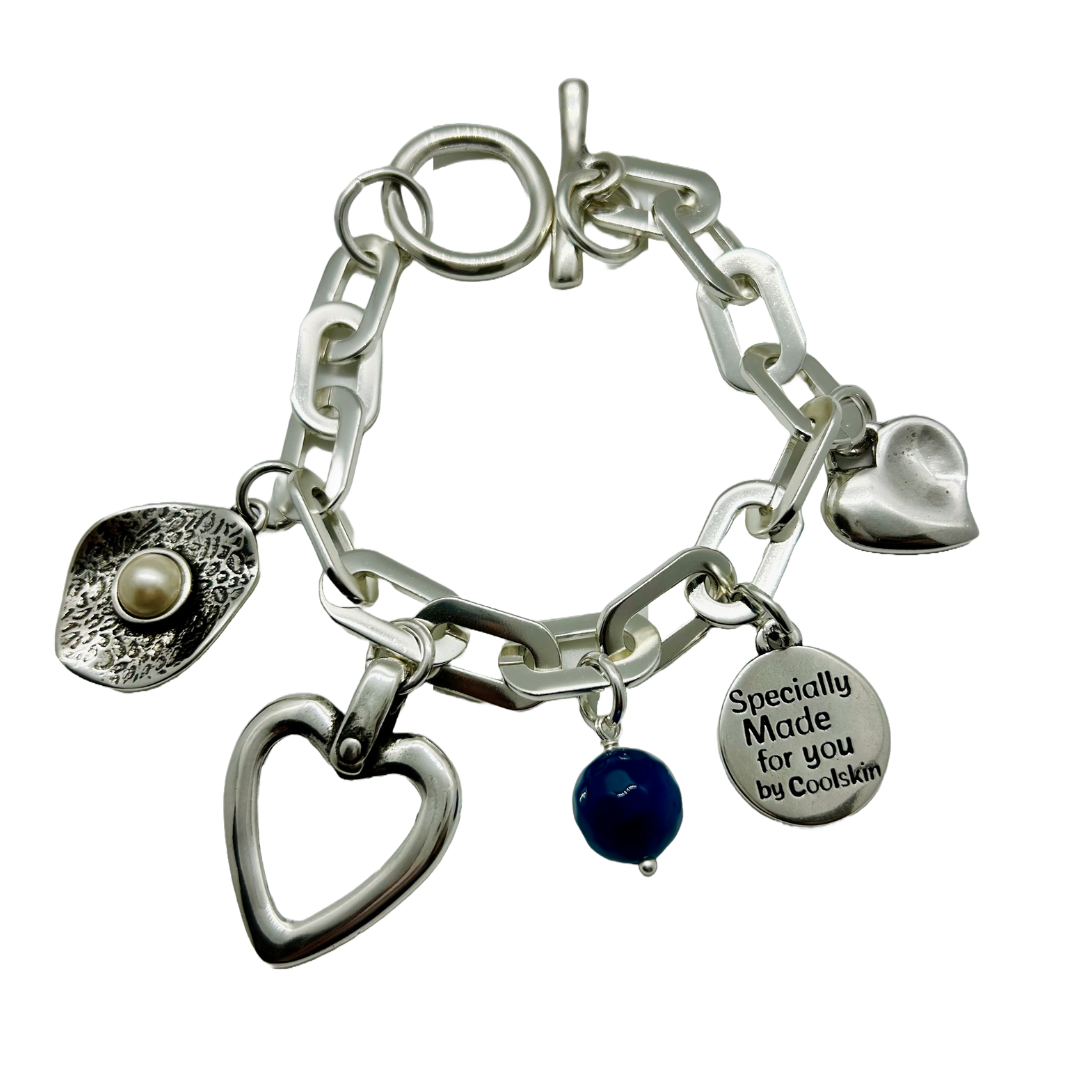 Coolskin Platinum Heart Multicharm Bracelet