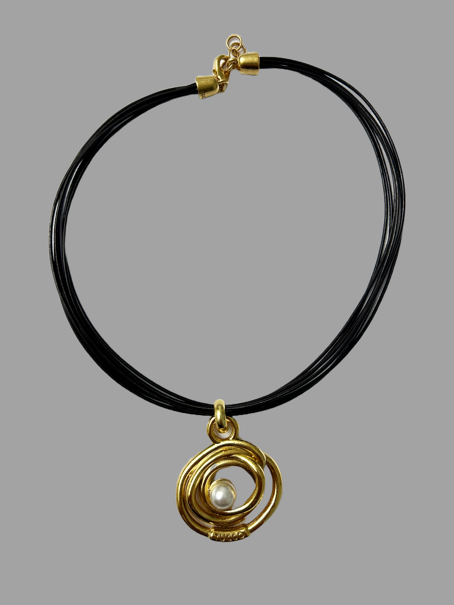 Tucco Golden Pearled Leather Necklace