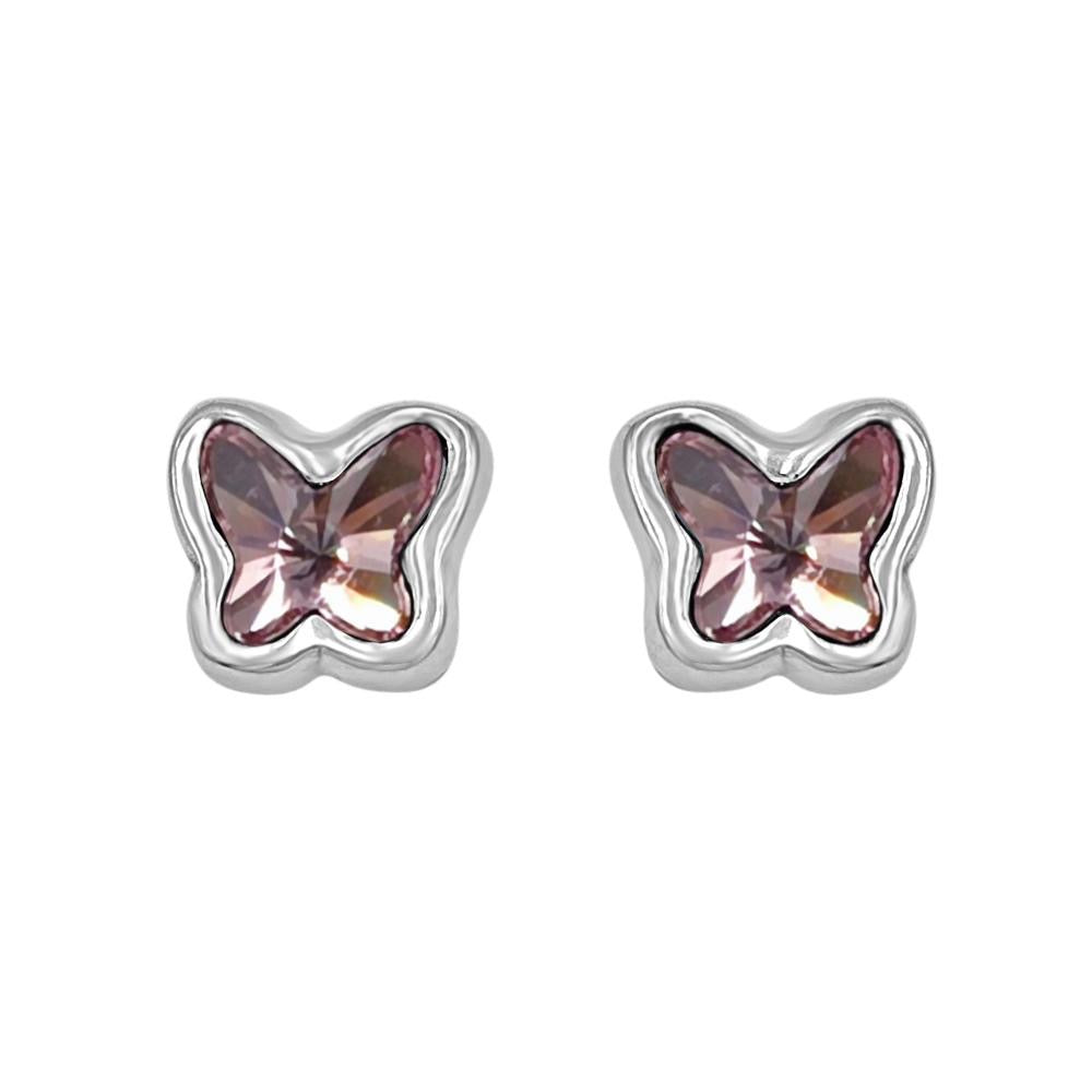 Butterfly Pink Silver Studs