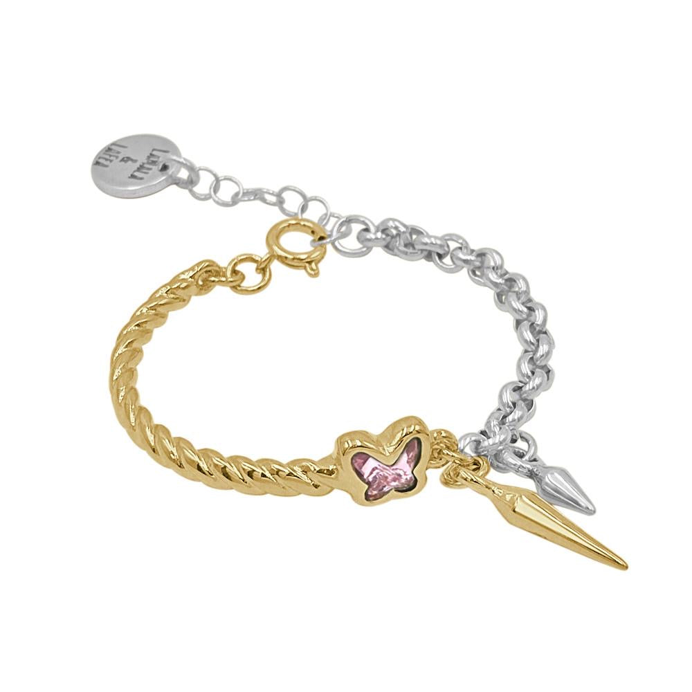 Rebel Butterfly Pink Bicolor Bracelet