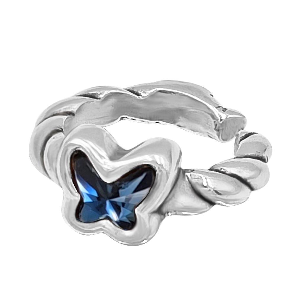 Butterfly Blue Silver Ring