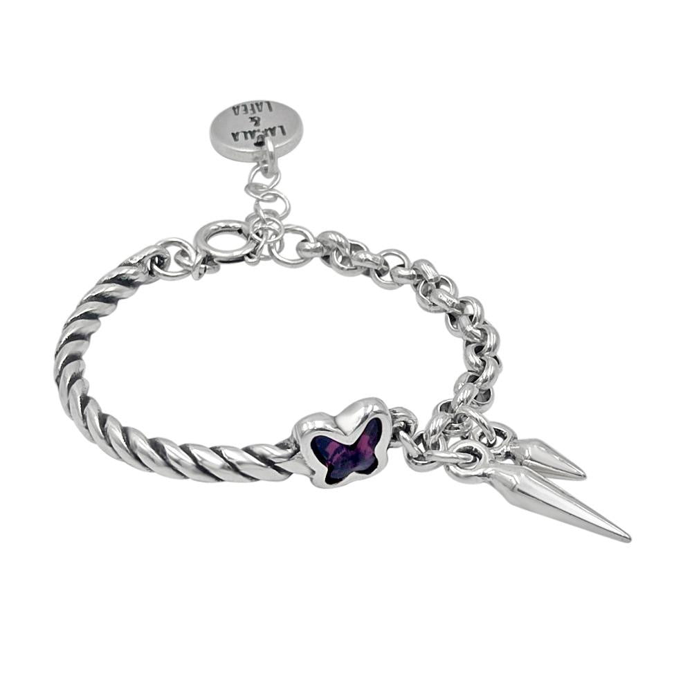 Rebel Butterfly Rose Silver Bracelet