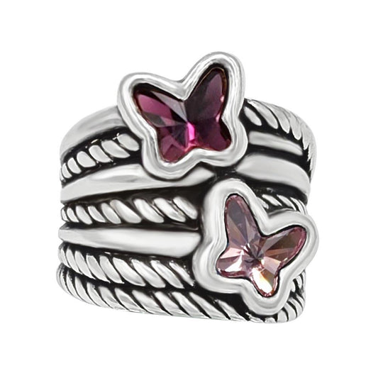 Let’s Fly Rose & Pink Silver Ring