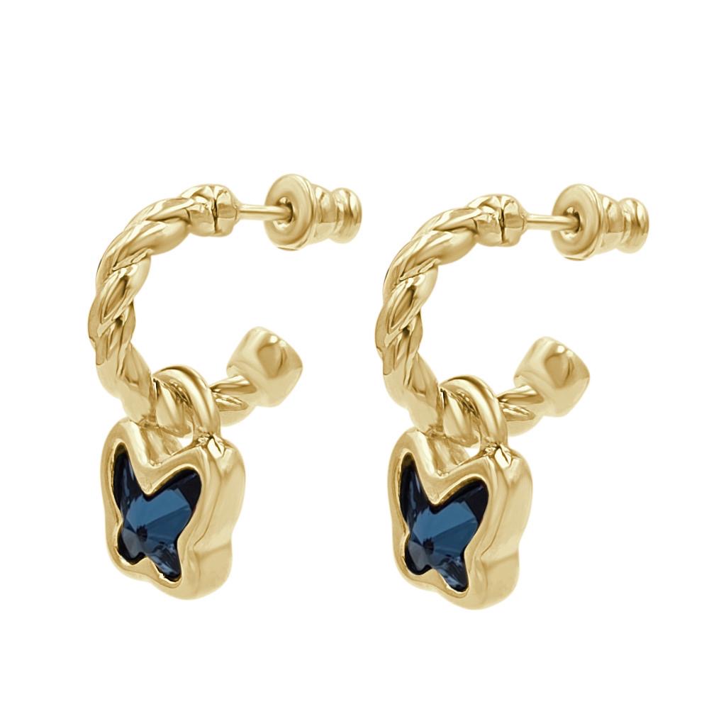 Butterfly Gold Blue Earrings