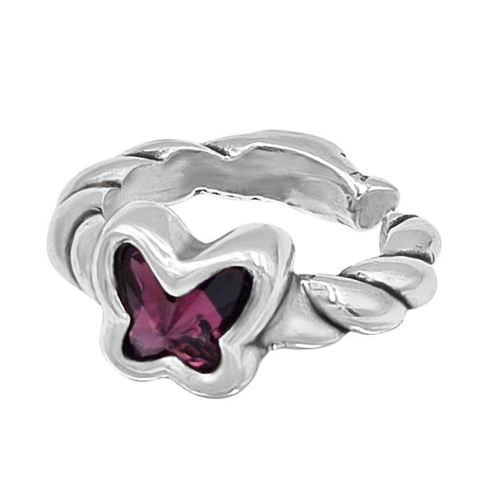 Butterfly Rose Silver Ring