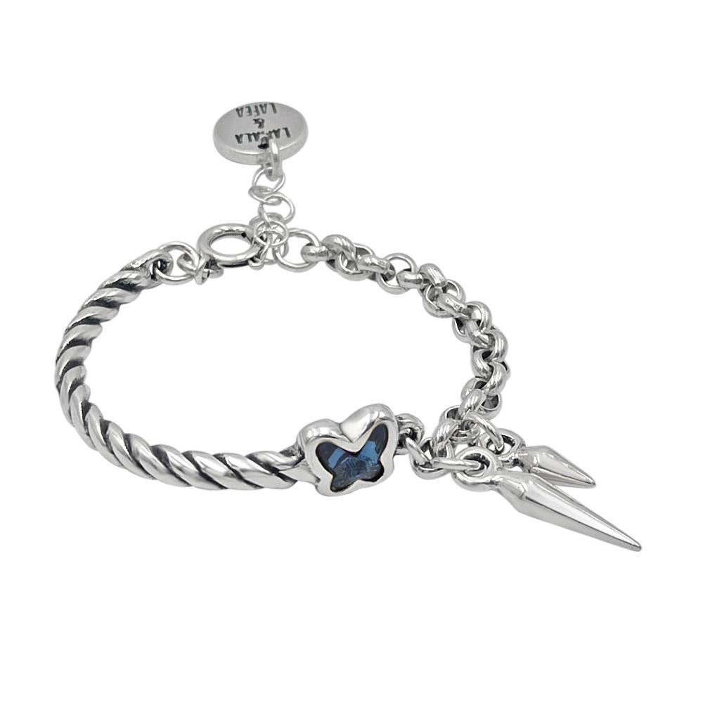 Rebel Butterfly Blue Silver Bracelet