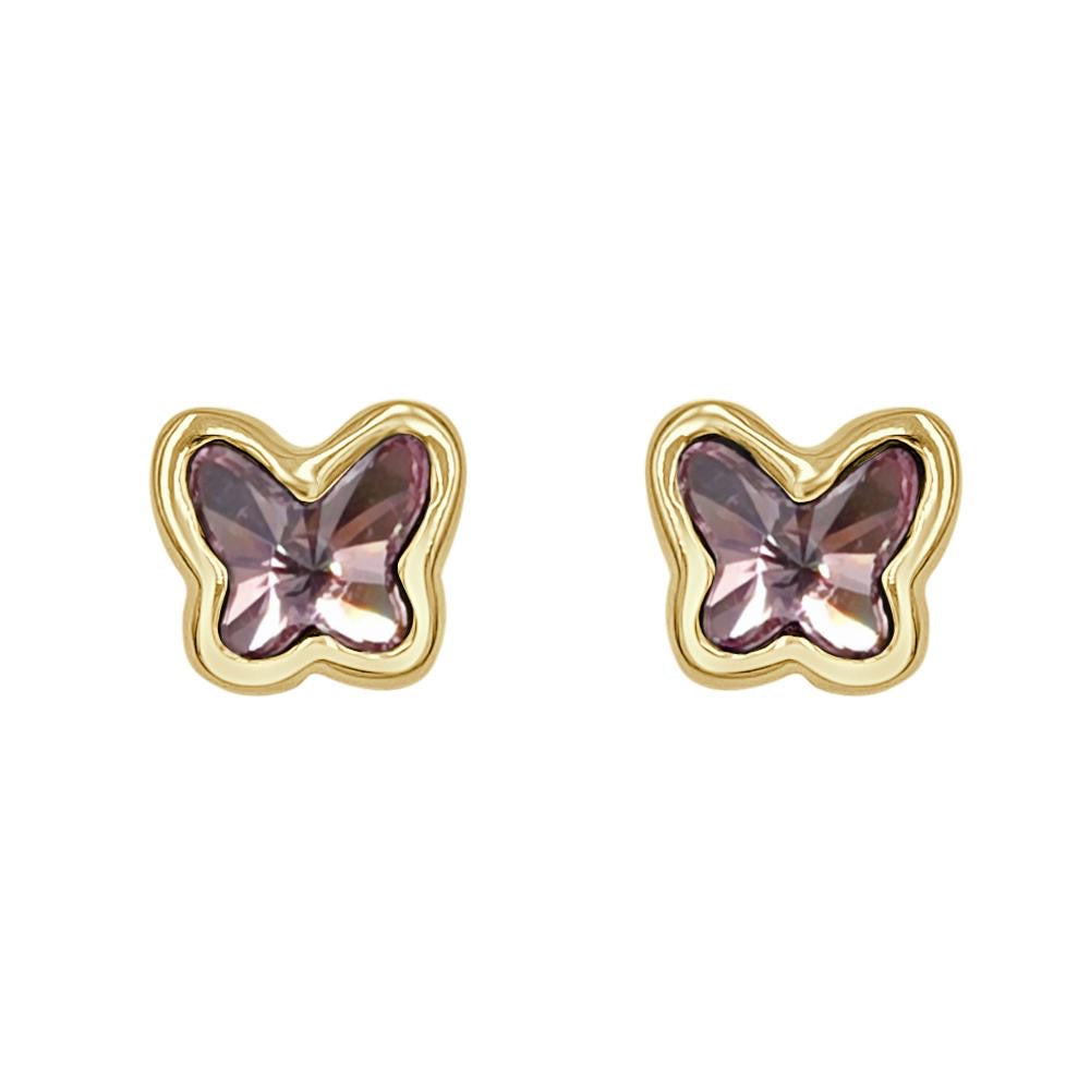 Butterfly Pink Gold Studs