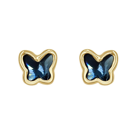 Butterfly Blue Gold Studs