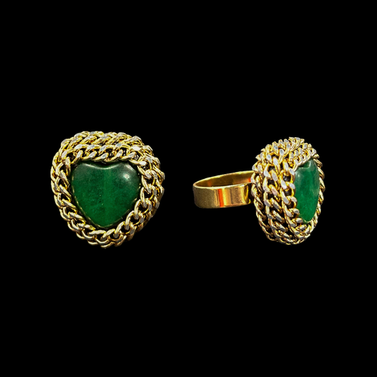 B.E. Green Heart Small Golden Ring