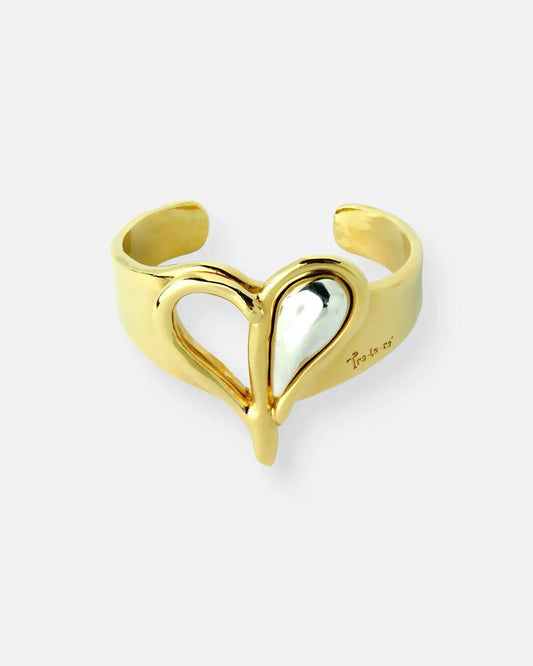 Pasión by Tralará Gold Heart Wide Cuff