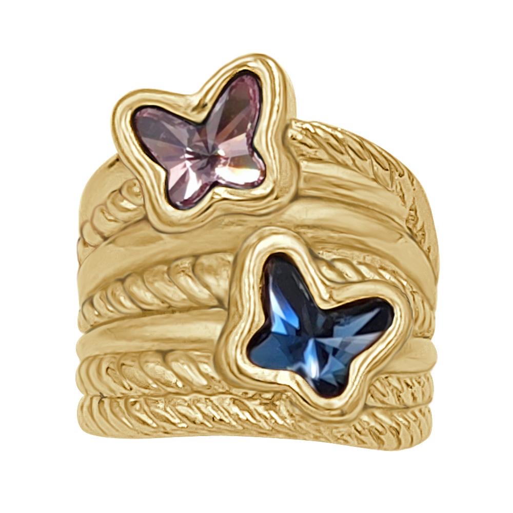 Let’s Fly Pink & Blue Gold Ring